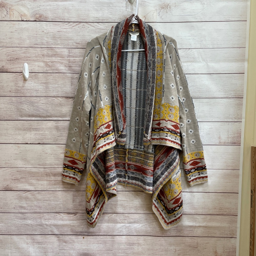 ANTHROPOLOGIE FREEWAY AZTEC PRINT‎ OPEN FRONT SWEATER